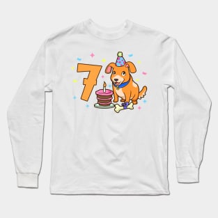 I am 7 with dog - kids birthday 7 years old Long Sleeve T-Shirt